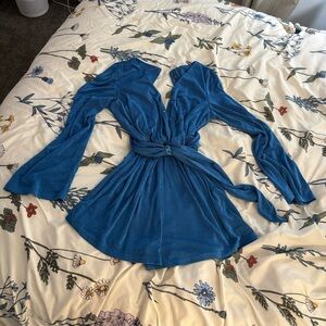 Elegant Blue Wrap skort jumpsuit